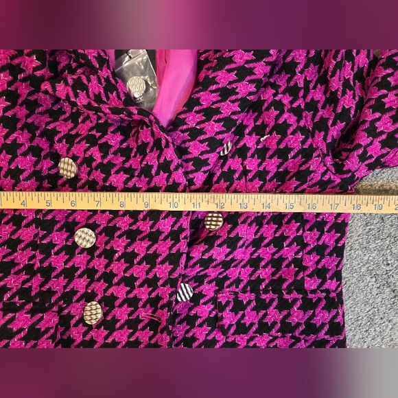 Metallic Houndstooth Tweed Blazer Black/Magenta Size Medium Boutigue Brand NWT - Picture 6 of 8